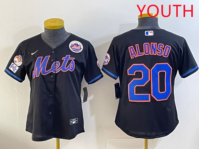 Youth 2025 New York Mets #20 Alonso Black Game Nike MLB Jersey style 8->youth mlb jersey->Youth Jersey
